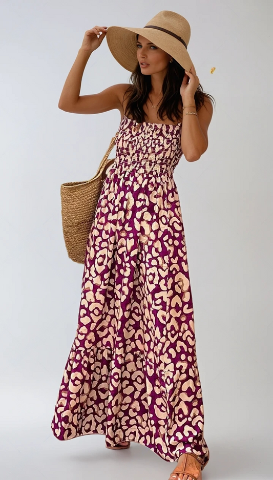Summer Charm Ruffled Wide Strap Midi Dress