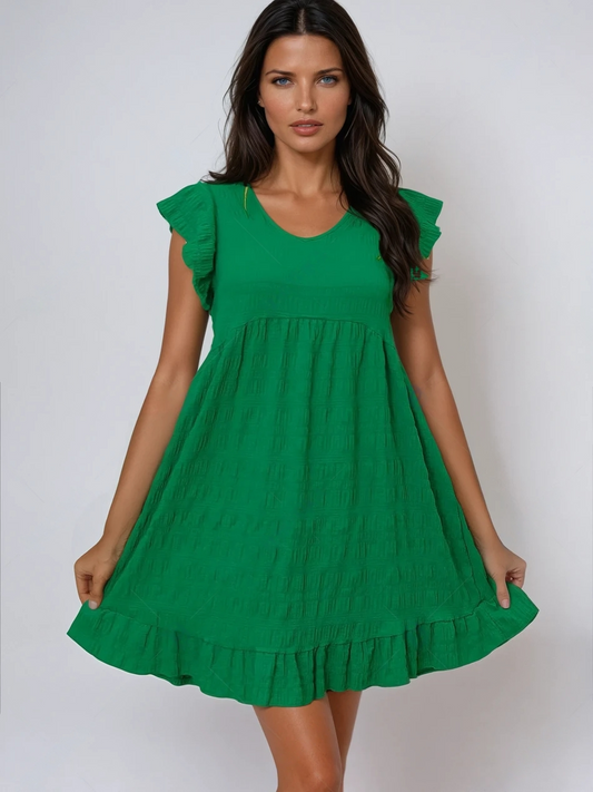 Sunny Ruffle Cap Sleeve Mini Dress