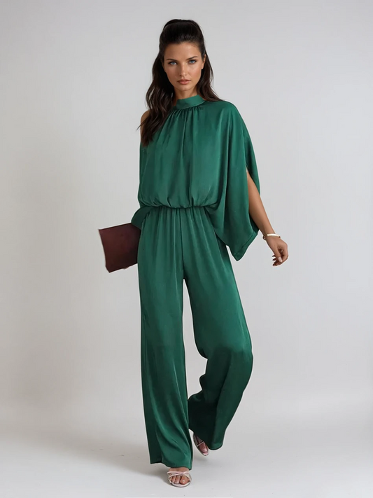 Emery | Elegant Green Short Sleeve Jumpsuit
