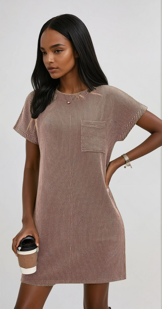Sunny Stripes Ribbed Mini Tee Dress